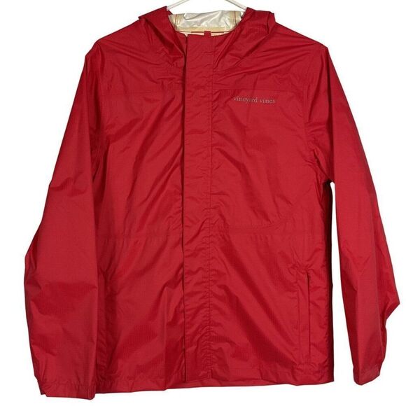 NWT Vineyard Vines Boys Beacon Full Zip Hooded Jacket In Parade Red Size Large - Picture 1 of 16